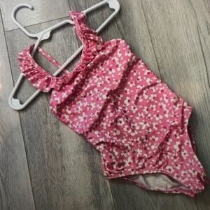 Pink Floral Ruffled One-Piece Swimsuit